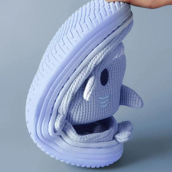 JAWS Blue Shark Slippers | Women Kids Cotton Home Indoor Shoes Winter - Picture 6 of 8